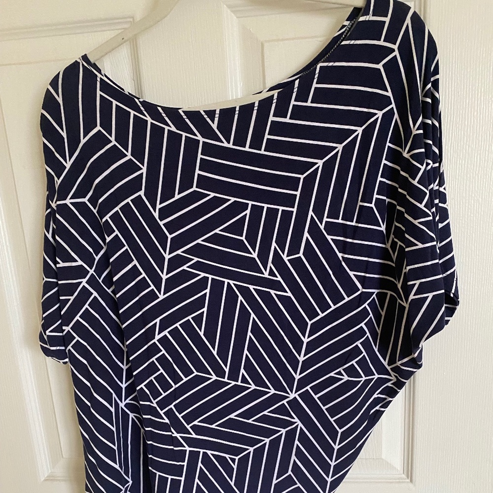 Blue/white Tart off-the-shoulder blouse
